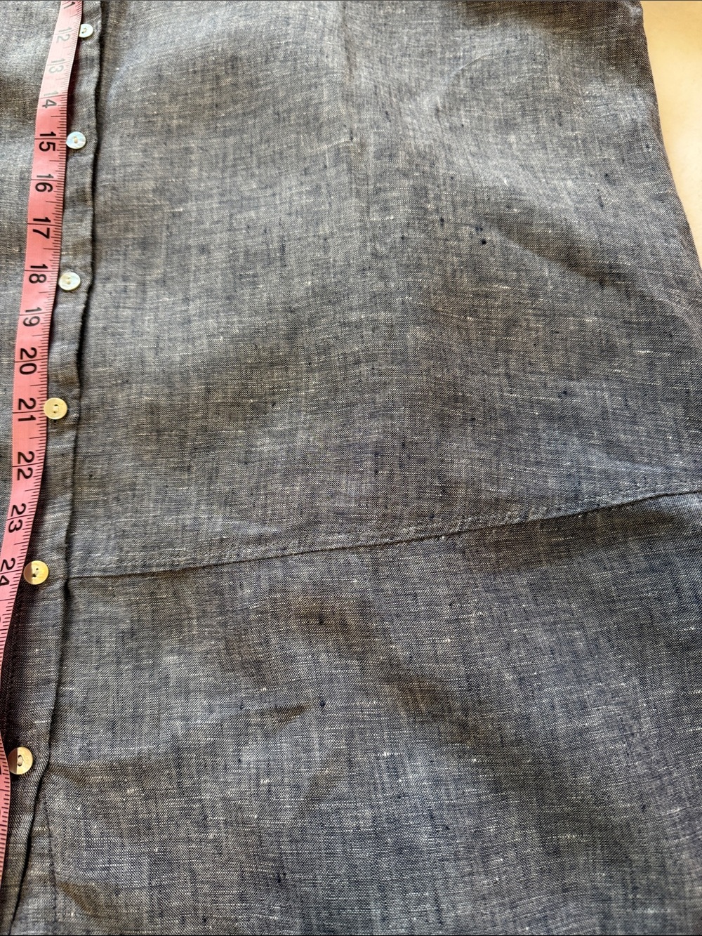 Tahari 100% Linen Blue Gray Tunic Shirt 1X Long Button Front Lagenlook - Picture 9 of 11
